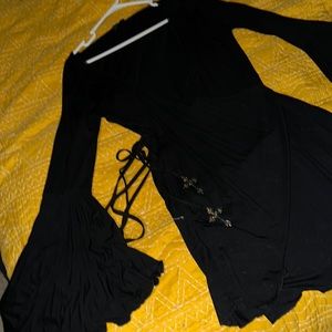 Gothic inspired black wrap dress